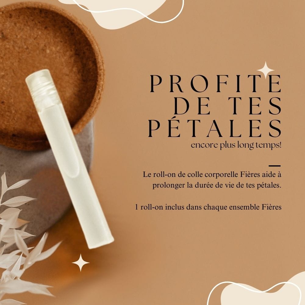 Roll-on de colle corporelle Fières pour pétales réutilisables